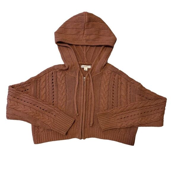Aeropostale Knit Cropped Hooded Sweater - Picture 1 of 5